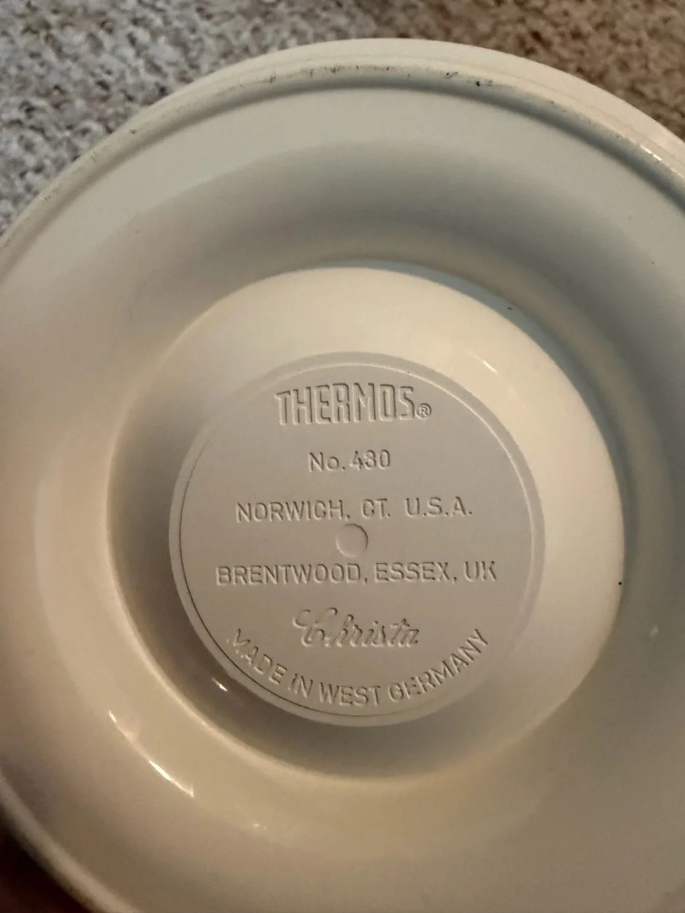 vintage Thermos White Insulated Coffee Carafe Lid Insert